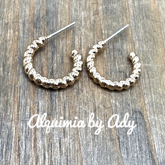 GOLD GOLD STEEL MINI HOOP EARRINGS - Picture 1 of 1